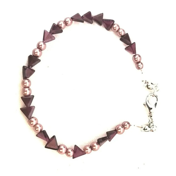 Garnet Triangle Stone Beaded Bracelet - Picture 1 of 2